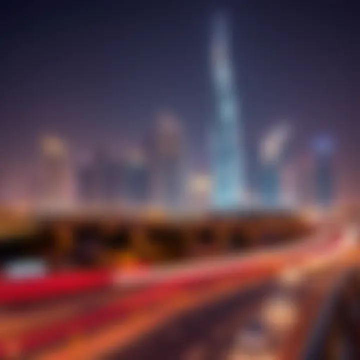 Illuminated Aspin Tower in Dubai Skyline Night view of the Aspin Commercial Tower illuminated against the Dubai skyline