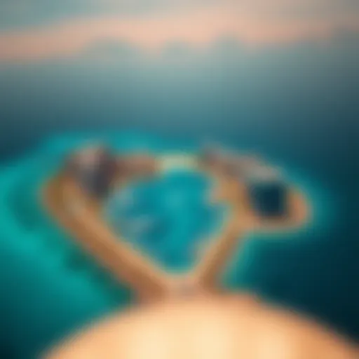 Aerial View of Blue Water Island Aerial view of Blue Water Island showcasing its vibrant waterfront