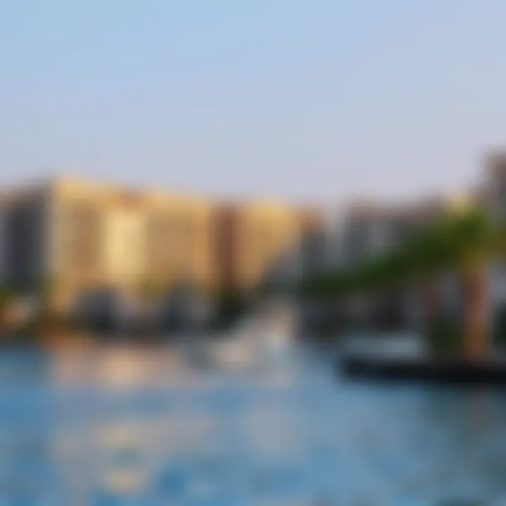 Luxurious residences lining the waterfront of Blue Water Island