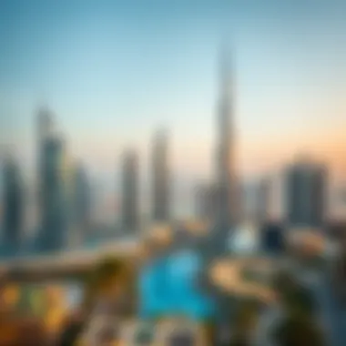 Dubai Skyline View Panoramic view of Dubai's skyline featuring iconic skyscrapers