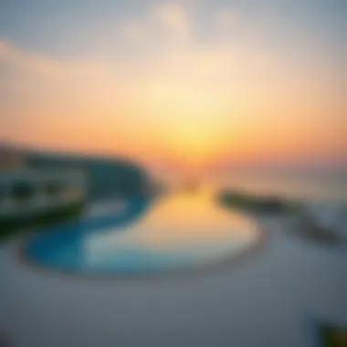 Luxurious Beachfront Hotel at Sunset Luxurious beachfront hotel with stunning sunset views