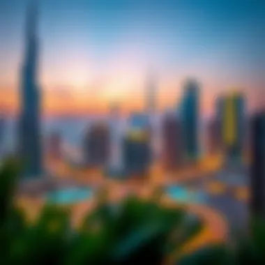 Luxurious Dubai Skyline Stunning skyline view of Dubai showcasing luxurious flats