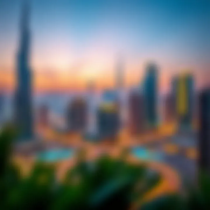 Luxurious Dubai Skyline Stunning skyline view of Dubai showcasing luxurious flats