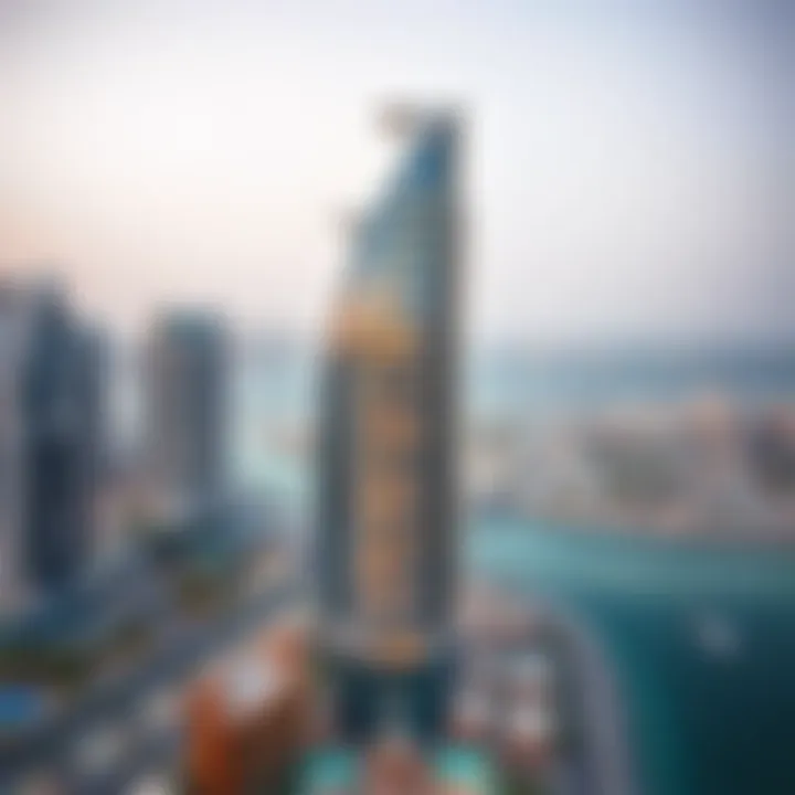 Aerial view of Coral Tower highlighting its prime location in Dubai