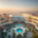 Architectural Elegance of Dubai Hills Mall Aerial view of Dubai Hills Mall showcasing its architectural design and layout