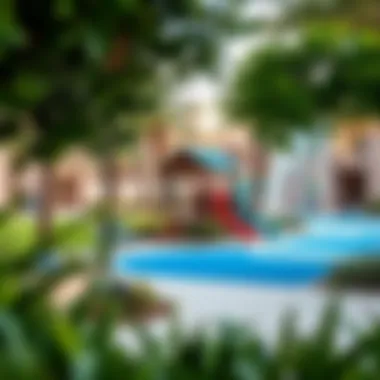 Community Amenities in Dubailand Community park in Dubailand featuring recreational facilities and lush gardens