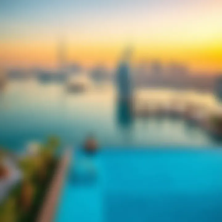 Infinity Pool with Skyline Views at Address Hotel JBR Inviting infinity pool area overlooking the Dubai skyline.