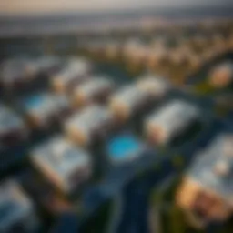 Aerial view of Al Shamkha showcasing residential developments