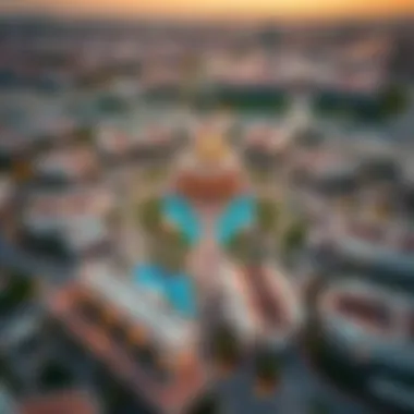 Aerial Perspective of Aljada Development Aerial view showcasing the innovative layout of Aljada community