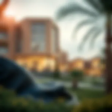 Sustainable Features of Aljada Development Visual representation of sustainability features integrated in Aljada