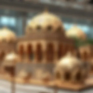 Historical dome designs displayed in an architectural exhibition