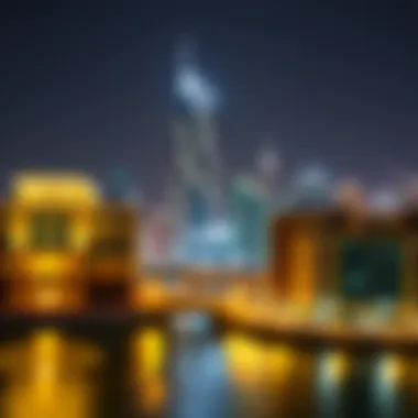 Creek Tower at Night Night view of Creek Tower illuminated against the Dubai skyline.