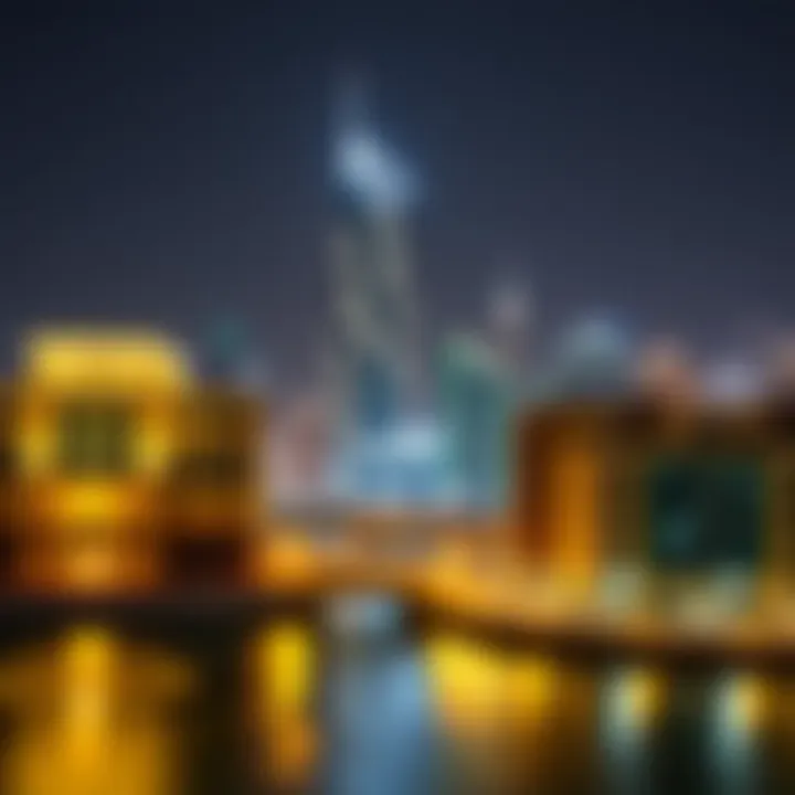 Creek Tower at Night Night view of Creek Tower illuminated against the Dubai skyline.