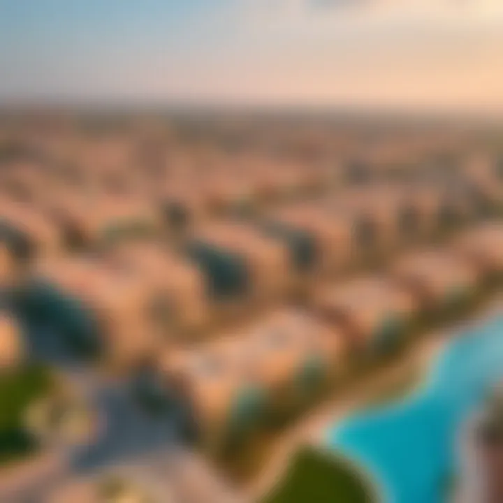 Aerial view of Damac Hills showcasing residential layouts