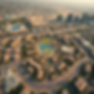 Aerial Overview of Dubailand Aerial view of Dubailand showcasing its expansive layout and green spaces