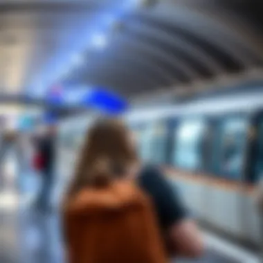 Navigating the Expo 2020 Metro Station with Ease Visitor navigating the Expo 2020 Metro Station