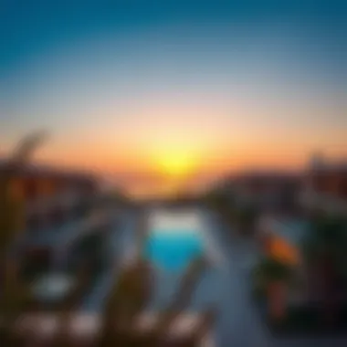 Panoramic sunset view over the luxurious properties in جواهر السعديات