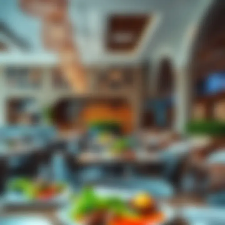 Inviting Dining Space with Culinary Delights An inviting dining space featuring diverse culinary options at خنجي ياس مول