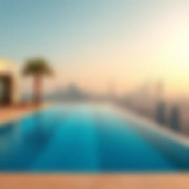 Infinity Pool Overlooking Dubai Infinity pool with panoramic city views in a luxury villa