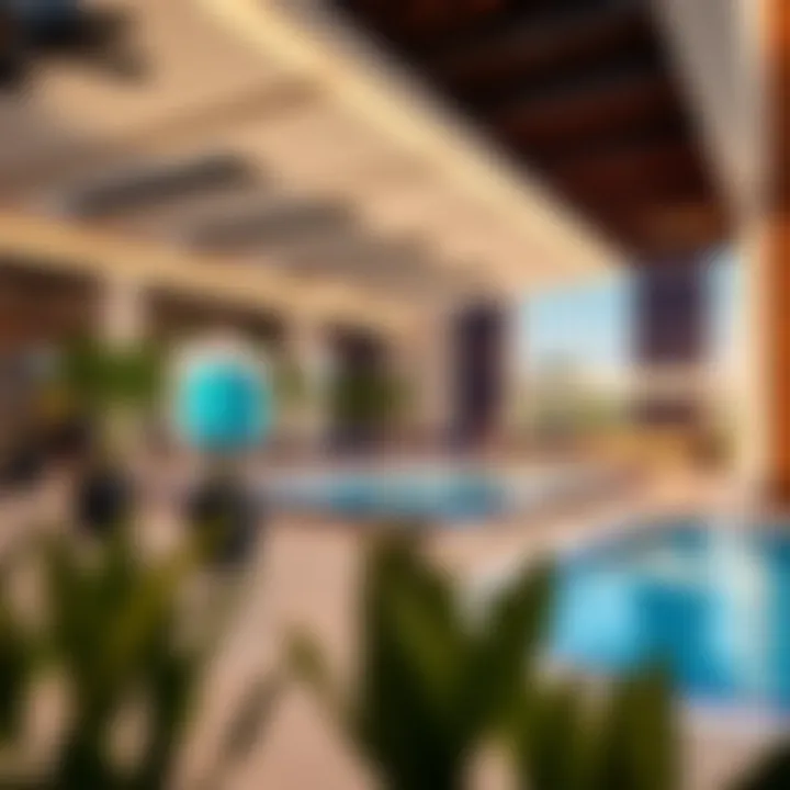 Amenities of Manazil Al Barsha 02 Vibrant community amenities including a swimming pool, gym, and recreational areas at Manazil Al Barsha 02