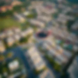 Aerial view of Mirdif showcasing residential properties and greenery