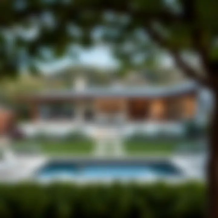 Serene Outdoor Spaces of Modern Villas Beautiful landscaped garden surrounding a contemporary villa