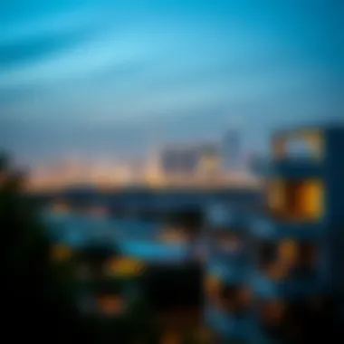 Modern Villas Overlooking Dubai's Skyline Panoramic view of Dubai skyline with modern villas in the foreground