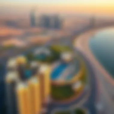 Aerial Perspective of Nakheel Rixos and Dubai Aerial view of Nakheel Rixos and surrounding Dubai skyline