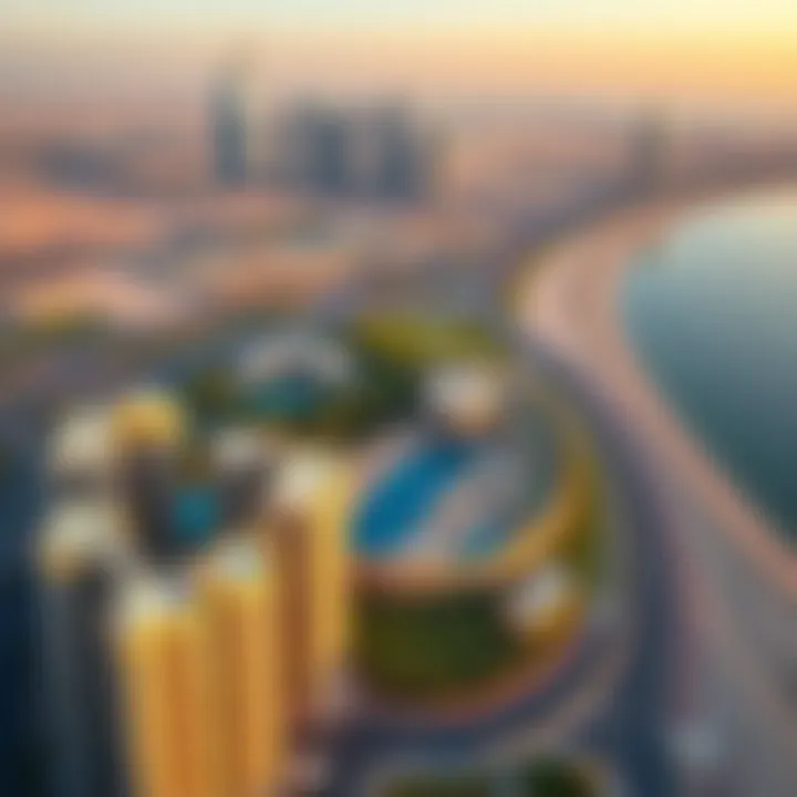 Aerial Perspective of Nakheel Rixos and Dubai Aerial view of Nakheel Rixos and surrounding Dubai skyline