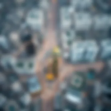 Aerial view of اويسس مول surrounded by key real estate developments