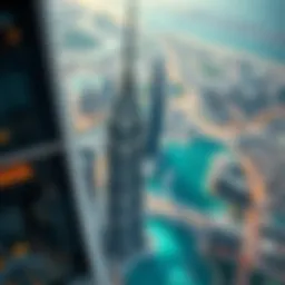 Aerial view of Burj Khalifa showcasing its sleek architectural design