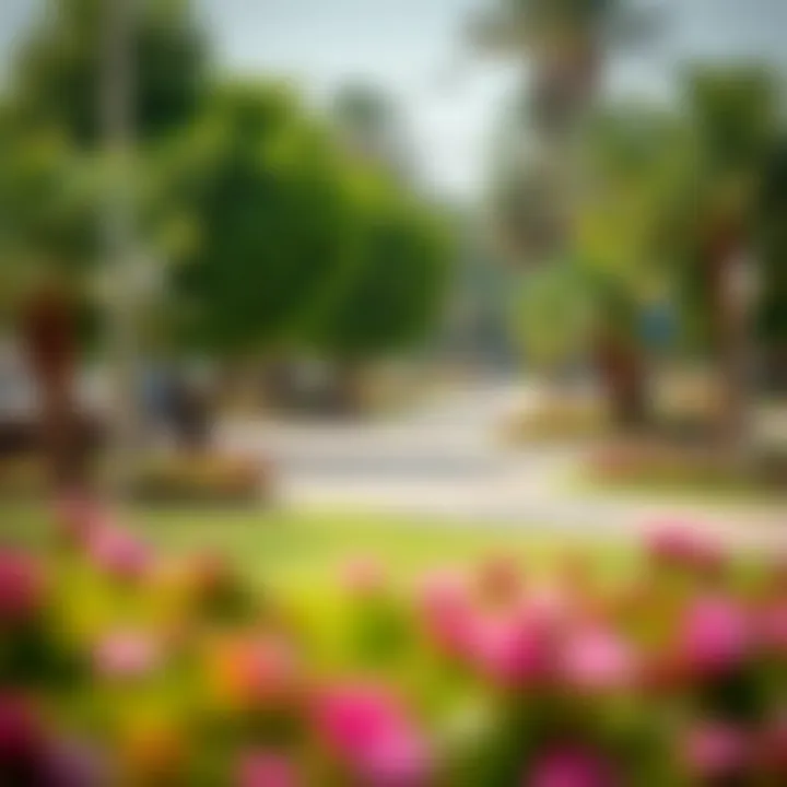 Green Spaces and Community Life Community park filled with lush greenery in Palm Hills
