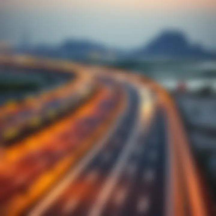 The Scenic Highway Between Two Cities Modern highway connecting Abu Dhabi and Dubai