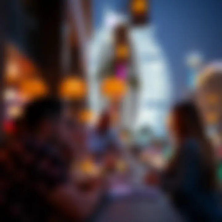 Vibrant Atmosphere of Dubai Guests enjoying the vibrant atmosphere of Dubai