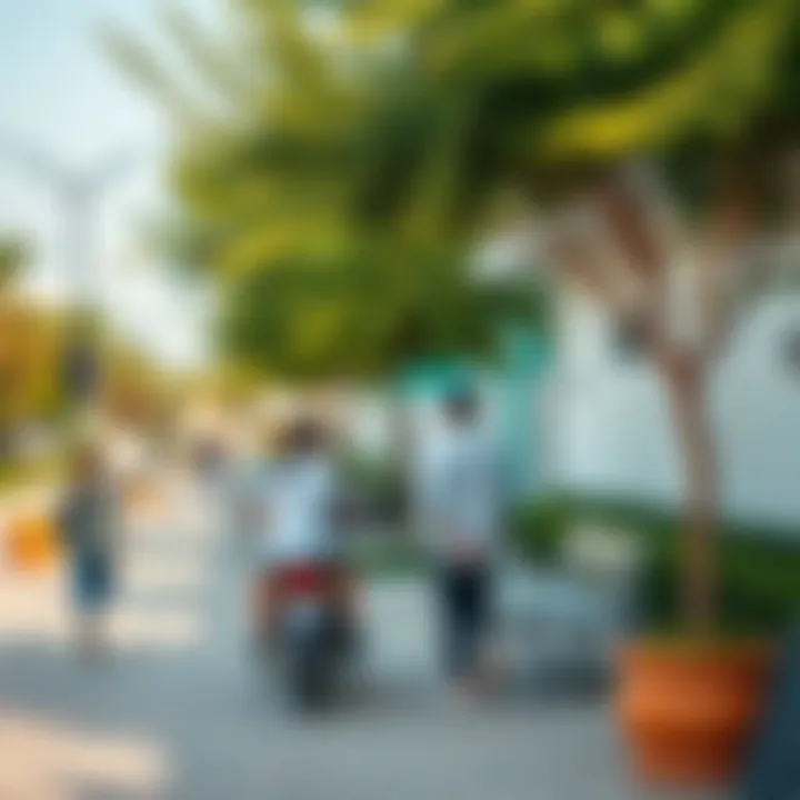 Vibrant Community Life in International City Tranquil community life in International City with green spaces