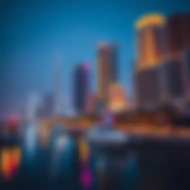 Dubai Marina: A Nighttime Spectacle The vibrant lights of Dubai Marina skyscrapers at night
