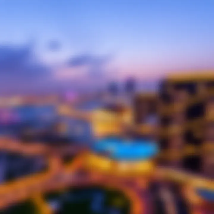 Dubai Skyline Featuring The Pad Panoramic view of Dubai skyline featuring The Pad