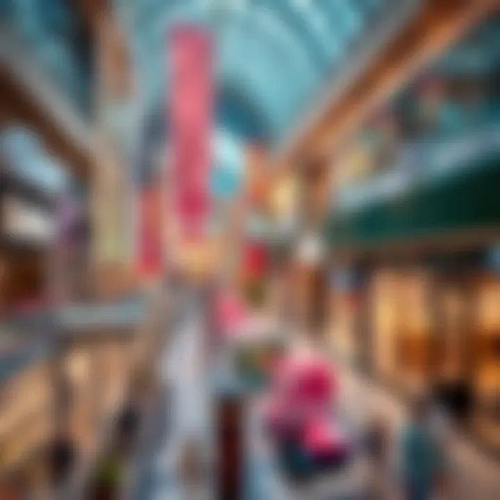 A bustling shopping area within Dubai Mall filled with diverse retail options