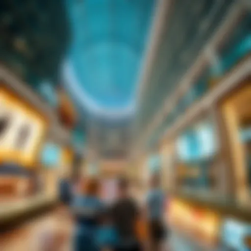 Architectural Grandeur of Dubai Mall A panoramic view of Dubai Mall showcasing its architectural grandeur