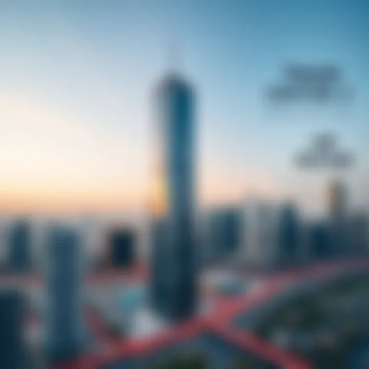 Trade Center 2 in the Heart of Dubai Aerial view of Trade Center 2 amidst the Dubai skyline