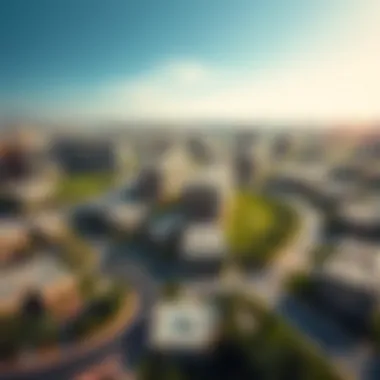 Strategic Location in Jumeirah Village Circle Aerial view of Jumeirah Village Circle highlighting the strategic location of Westwood Grande