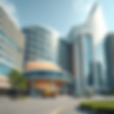 Architectural Marvel of Moza Plaza Stunning architectural view of Moza Plaza showcasing its modern design