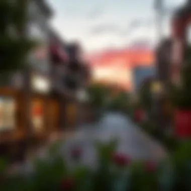 Vibrant Neighborhood around Mulberry Park Heights Vibrant neighborhood surrounding Mulberry Park Heights with retail and dining options