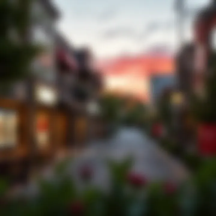 Vibrant Neighborhood around Mulberry Park Heights Vibrant neighborhood surrounding Mulberry Park Heights with retail and dining options