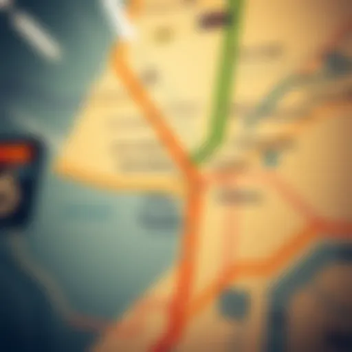 Map of the Dubai Metro stations highlighting key routes