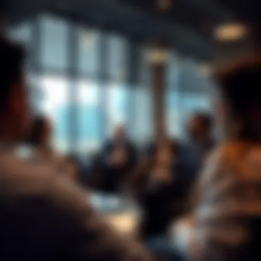 Real estate agents discussing market trends in a professional setting