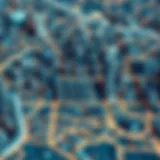 A detailed map showcasing the intricate layout of a bustling metropolis