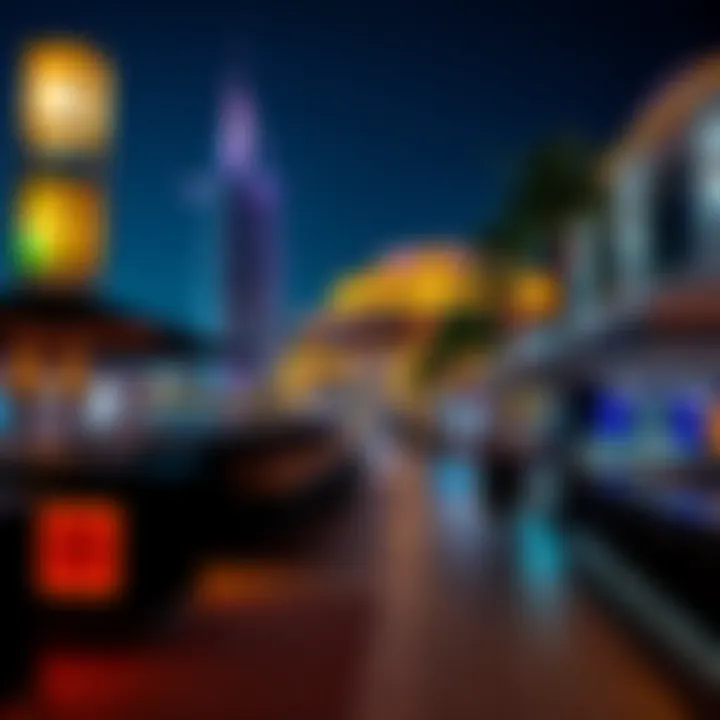 Nightlife on Palm Jumeirah Vibrant nightlife scene on Palm Jumeirah with upscale restaurants and vibrant ambiance.