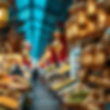 A vibrant market showcasing Ramadan decorations and products