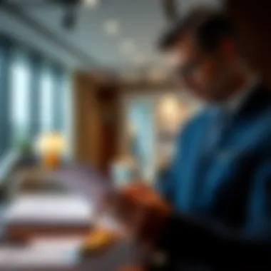 A businessman reviewing residency visa documents